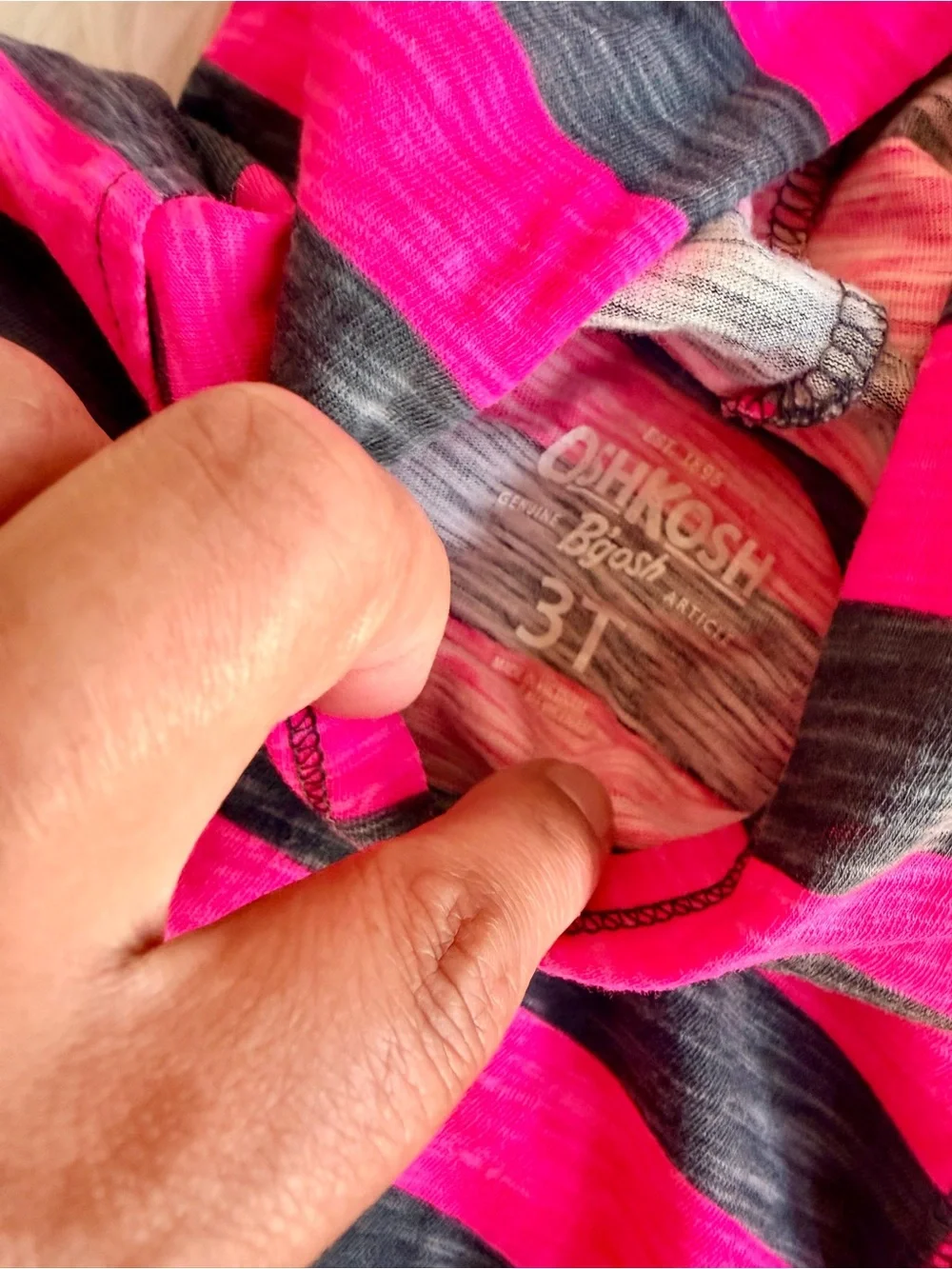 OshKosh B'gosh Hooded Stripe Pullover Pink & Black Size 3T